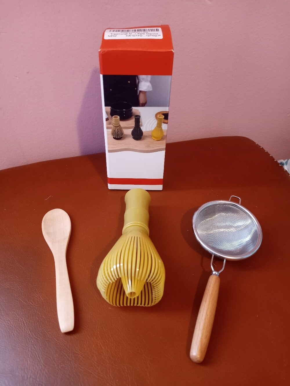 Yellow Matcha Whisk Set with Scoop and Strainer